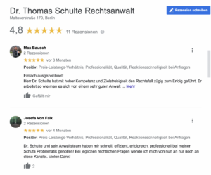 Fakebewertungen sind verboten - von Dr. Thomas Schulte, Rechtsanwalt