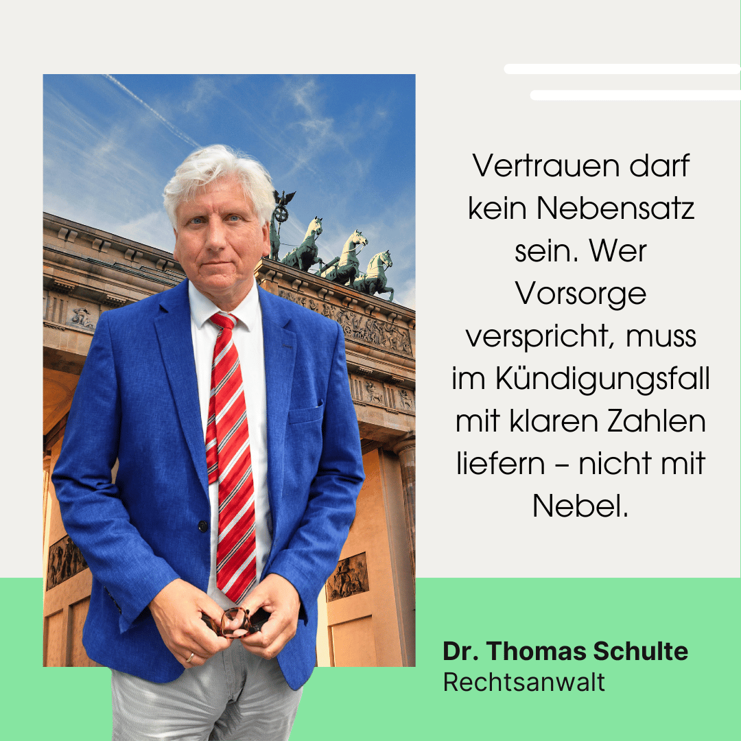 Rückabwicklung der Vorsorge mit Gutachten - Dr Schulte