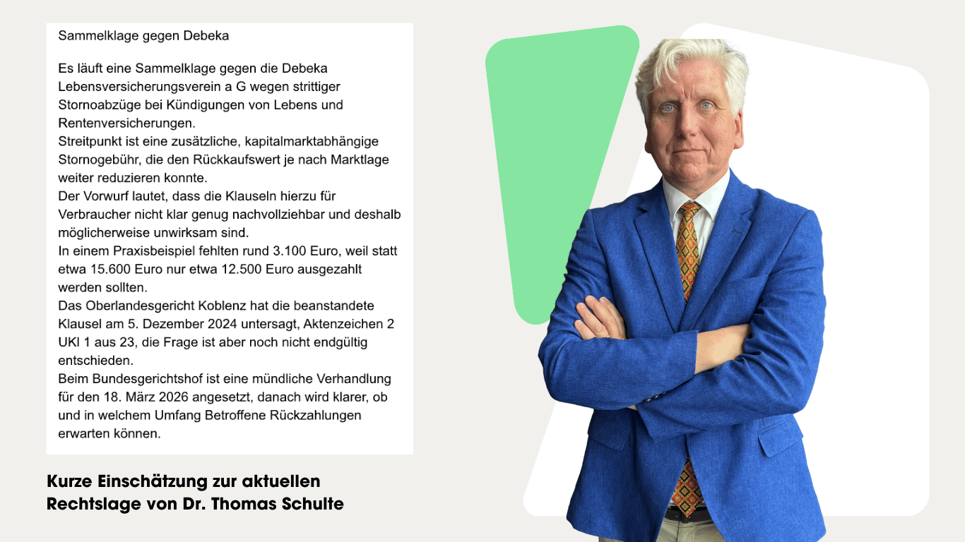 Sammelklage Debeka - Einschätzung Dr Schulte