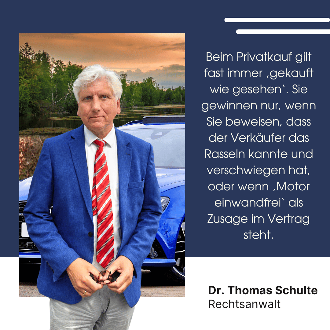 Die Wahrheit über den Gebrauchtwagen mit Mangel: Wann Käufer gewinnen und wann nie 1 Auto Absicherung Kaufvertrag - Dr Thomas Schulte